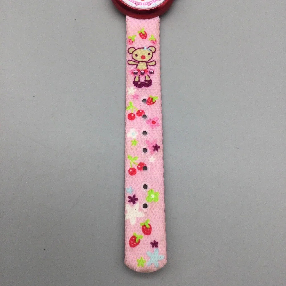 Flik Flak Prune et Fraise Girls Watch 28mm Pink Strawberry Swiss New Battery